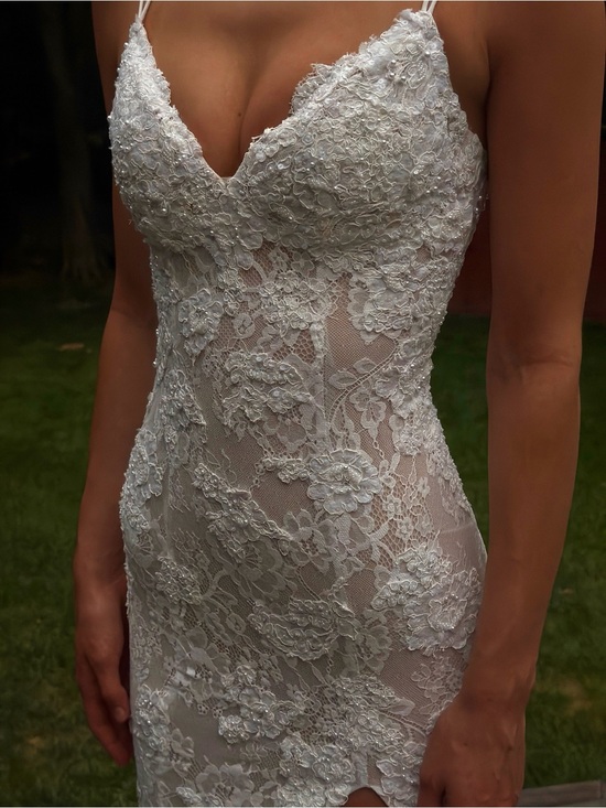 Sherri Hill Dresses & Skirts - Sherri Hill White Lace Spaghetti-Strap Gown